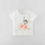 1.1M 43.3IN Girl Children'S Sports Shirts White Half Sleeve Top Navy Blue Oem