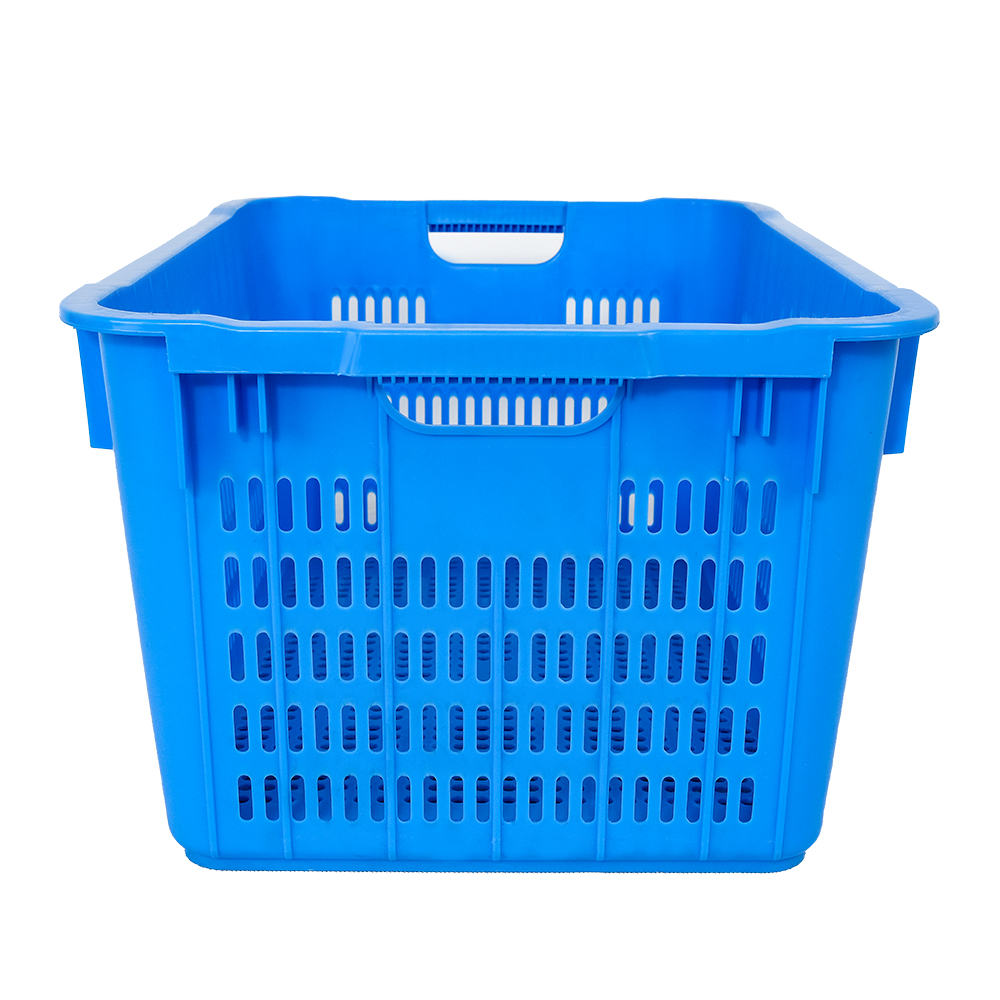 Food Grade PP Plastic Basket Stackable Stacking and Nesting Plastic Crate with Handle