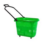 Retail Grocery Plastic Shopping Basket With Wheels Red 35L 45L 50L 60L