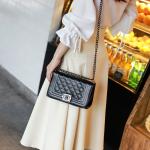 Summer Chain Crossbody Bags Plaid Pu Leather Square Handbags For Ladies