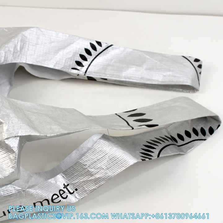 Tote Shopping Bags, Foldable Large Capacity Custom Logo Dupont Paper Shopping Vest Bag Tyvek T-Shirt Tote Bag
