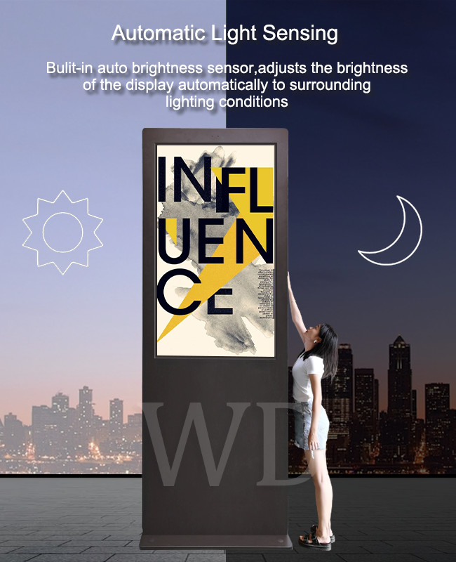 IP55 Anti Glare 49 Inch Outdoor Display Monitors Standing Waterproof