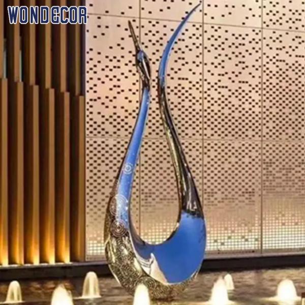 Buy cheap Abstract Swan Stainless Steel Outdoor Sculpture 180cm Garden Decoration from wholesalers