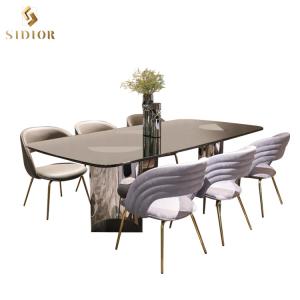 Buy cheap Italian Furniture Double Layer Tempered Glass Dining Table Foshan Dining Room Table from wholesalers