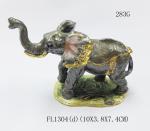 Handmade Pewter metal Trinket Box rhinestone enamel Elephant Decorative jewelry