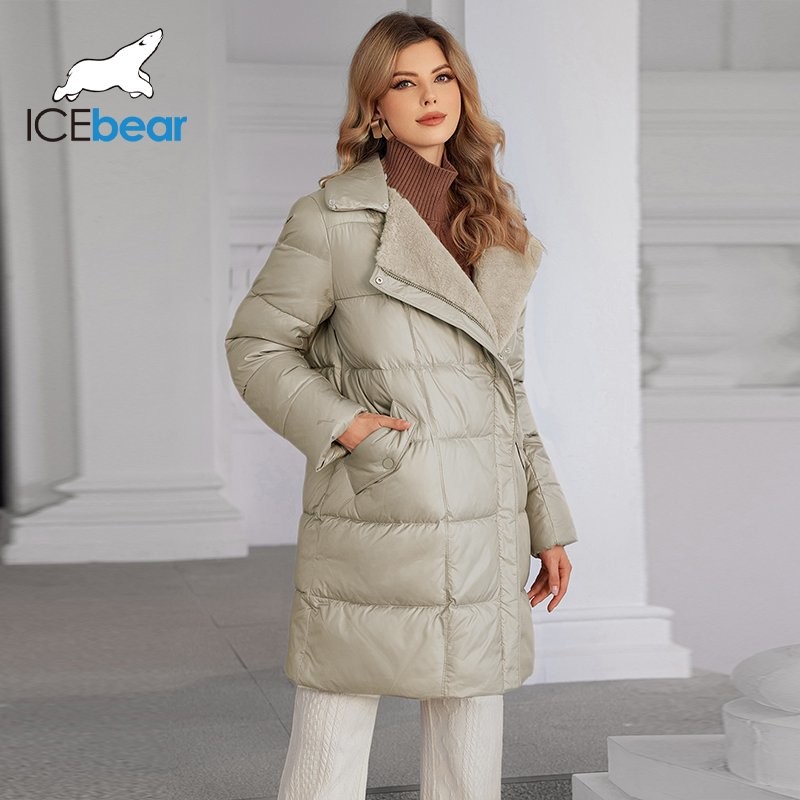 Multiple Pockets Luxurious Mid Length Down / Cotton Jacket Featuring Real Fox Fur Collar And Oblique Placket Design