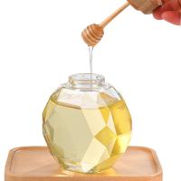 Buy cheap H11.7cm Diamond Shape Honey Jar 500ml Amber Glass Jar Wooden Lid product