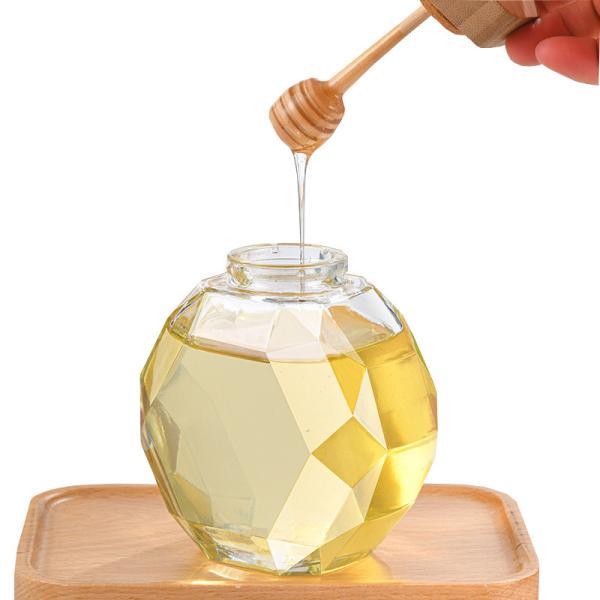 Buy cheap H11.7cm Diamond Shape Honey Jar 500ml Amber Glass Jar Wooden Lid from wholesalers