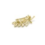 Leaf Shaped Collar Lapel Pin Hollow Gold Color Diamond Inlaid