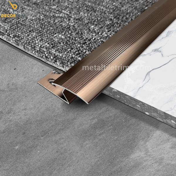Buy cheap Metal Al6063 Flooring To Carpet Transition Strip Shiny Coffee Self Adhesive from wholesalers