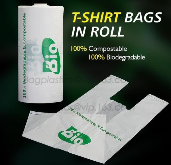 Cornstarch 100% compostable bio degradable vest shopping plastic bags,