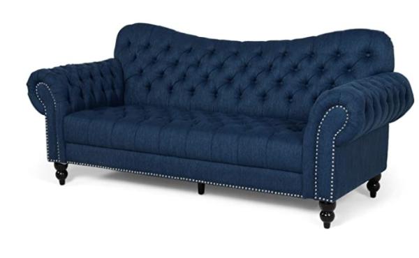 Buy cheap Navy Blue Wooden Frame Hotel Room Sofa 3 Seater Tufted Sofa 2300*850*850mm from wholesalers