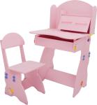 18.3KG Pink Solid Wooden Children'S Desk And Chair Set With Hidden Drawer