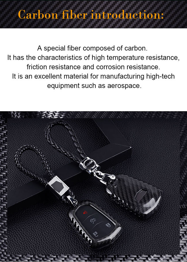 Genuine Glossy Twill Cadillac Carbon Fiber Car Key Case