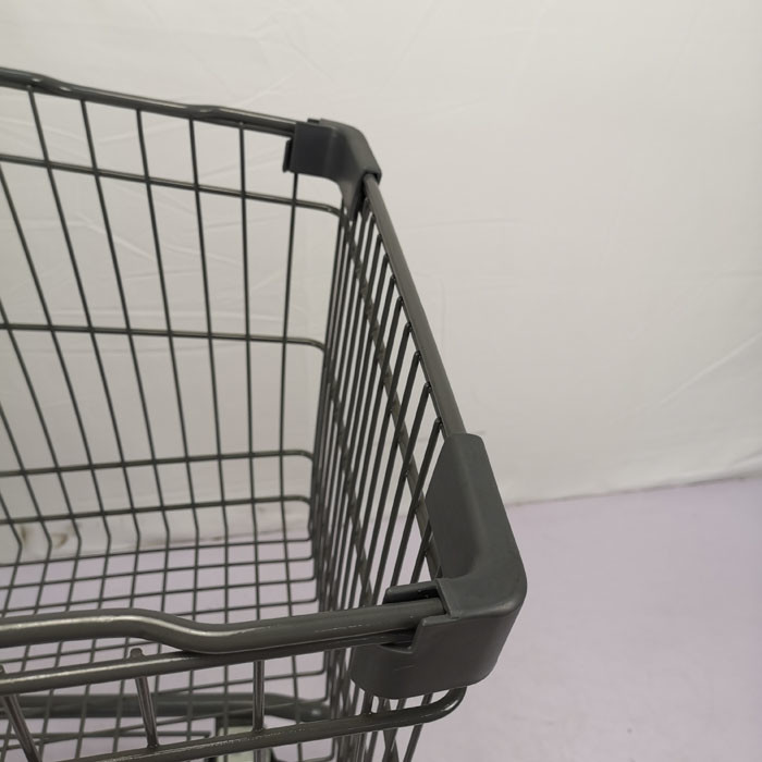 150L Grey Metal Shopping Trolley Zinc Powder Coating Steel Shopping Cart