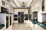 Opulent and Refined Custom Stainless Steel Kitchen Cabinetry with Deep Green