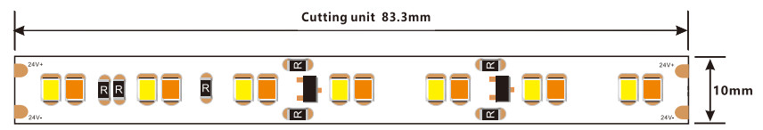 1900-3000K CCT Addjustable LED Strip 24V 10mm 168LEDs/M Dim to Warm LED Strip