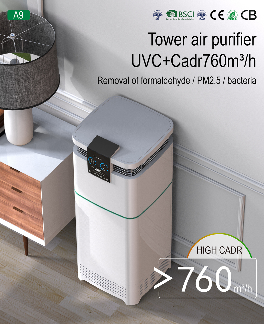 Homefish OEM Luftreiniger Purificador H13HEPA Filter Air Purifier Humidifier Commercial Negative Tower Air Purifier UV WIFI Home