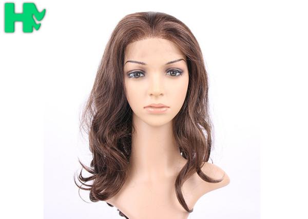 Buy cheap Dark Brown Synthetic Front Lace Long Wigs Curly High Temperature Fiber Wig from wholesalers