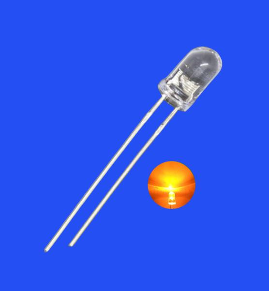 Flashing LED 5mm 3.0Hz 1/6 Duty Cycle Orange Color 600nm 600-1200mcd Round Clear