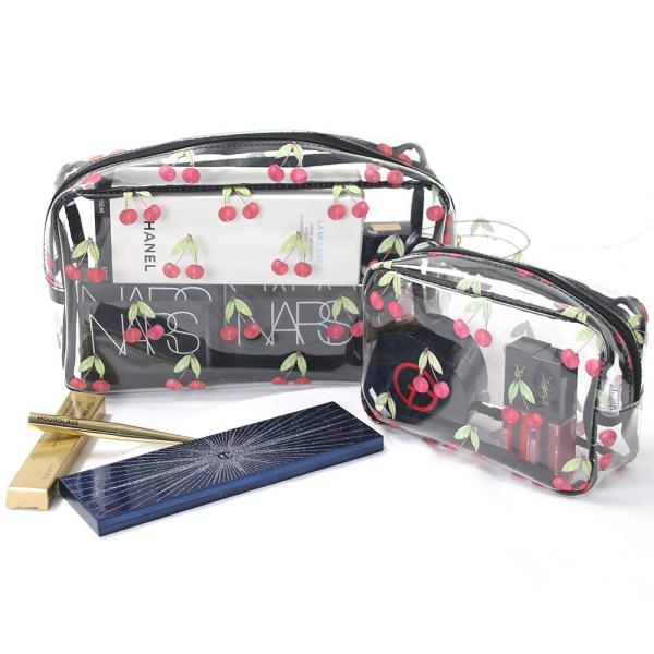 Buy cheap Zipper Closure Cherry Print PVC Cosmetic Toiletry Bag from wholesalers