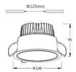 20W 5inch SMD led downlight Secondary Reflector Aluminum downlights 115LM/W High