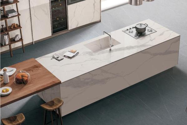 Buy cheap AAA 160x320cm Rock Floor Tile Sintered Stone Slab White TV Background Wall Office Desk Top from wholesalers