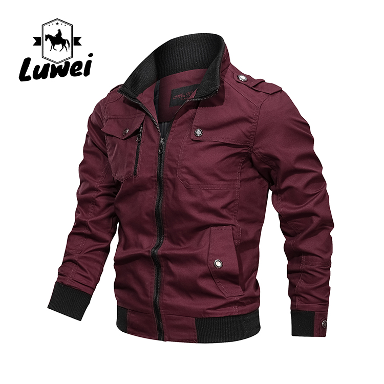 Custom Printed Winter Padded Sportswear Utility Bomber Leather Jacket Men with Zipper Pockets