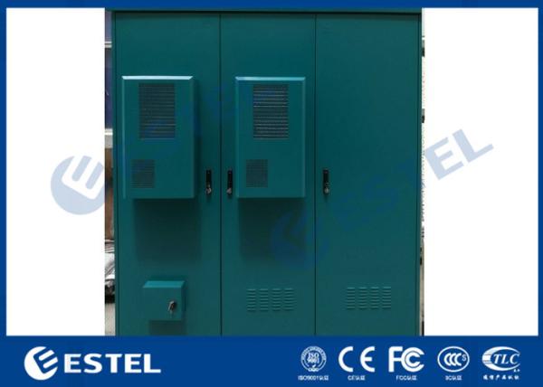 Buy cheap IP55 Outdoor Triple Bay Racking Enclosure / Green Color Three Doors Air Conditioner Cooling Cabinet from wholesalers