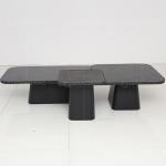 Three In One 120x60x36cm Square Stone Top Coffee Table Wrought Iron Square Table