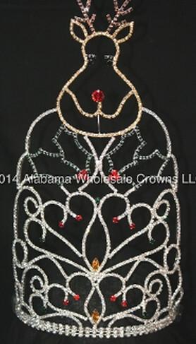 Elk rhinestone crowns custom deer christmas pageant crowns for holiday pageant