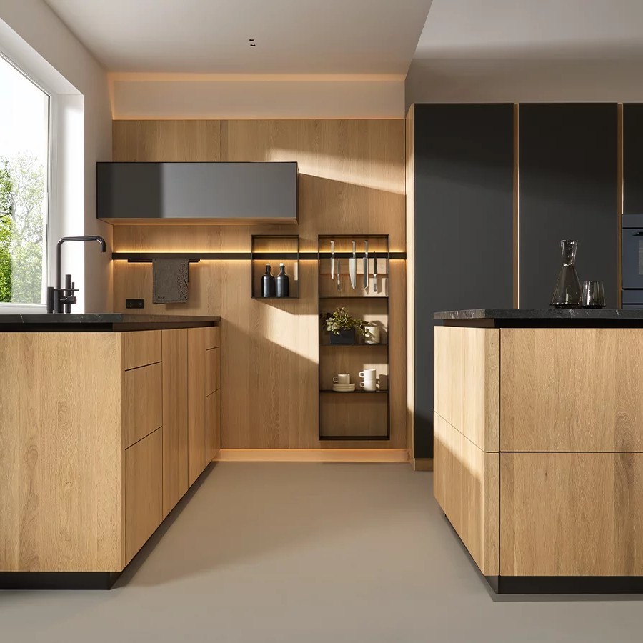 Factory Price Custom Design Wood Grain Kitchen Cabinet For Home Builders
