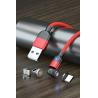 Buy cheap 540° rotation USB magnetic cable nylon braided 3 in 1 magnetic cable fast charging 3A type C cable charger from wholesalers