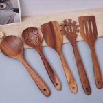 Non Stick Bamboo Kitchen Utensils Wooden Spoons Bulk For Cooking 5 Piece