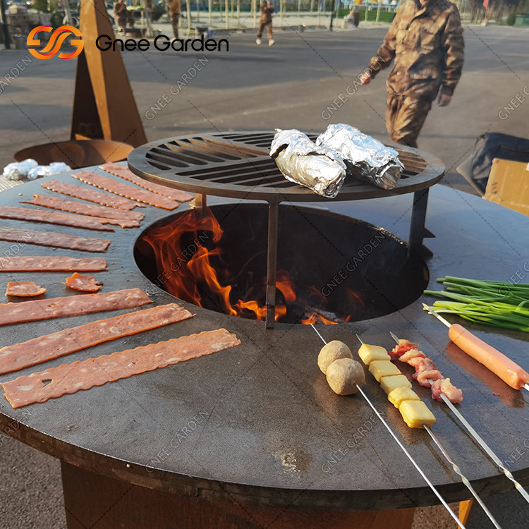 Family And Friends Corten Steel BBQ Steel Outdoor Rust Corten Steel Grill Brasero Barbecue Grill