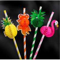 Buy cheap Colorful Striped Paper Drinking Straws for Party Celebration 20cm Length product