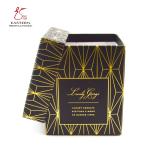 Black Silk Ribbon 157gsm Coated Paper Candle Packaging Box With Lid
