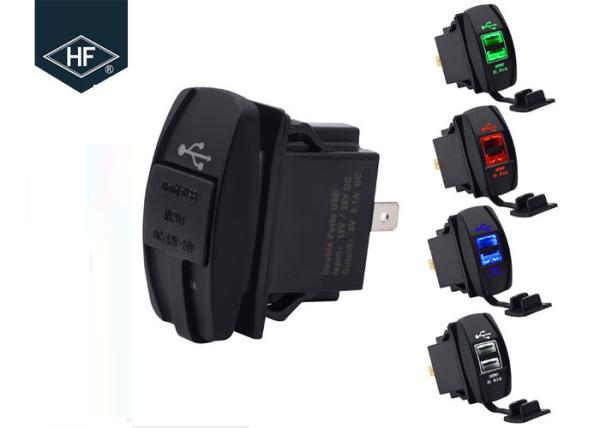 Buy cheap Double USB Socket Motorcycle Cell Phone Charger Corrosion Resistant With LED Light from wholesalers