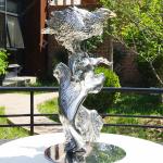 Modern Animal Metal Sculptures , Casting Metal Falcon Statue