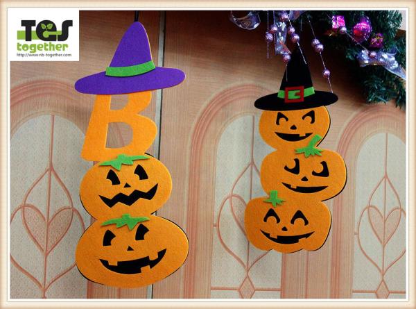 Buy cheap New Halloween pendant non - woven pendant creative festive fence blanket decorated with pumpkin ornaments from wholesalers