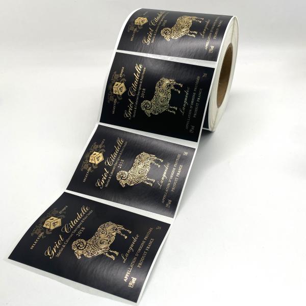 Buy cheap CMYK / Pantone Color Wine Sticker Labels Custom Self Adhesive Gold Foil Vinyl LOGO from wholesalers