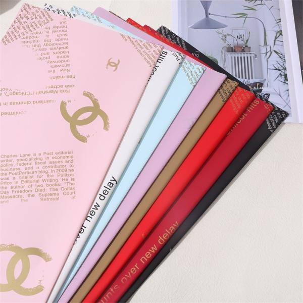 European Elegance Waterproof Wrapping Paper Chic Newspaper Print Floral Gift