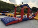0.9mm PVC Tarpaulin Huge Inflatable Water Parks 40m Diameter With Red / Blue