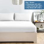 Sustainable Soft Bed Set 1800TC Solid Egyptian Cotton Fitted Sheet 4 Piece Quilt