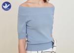 Summer Half Sleeves Cable Knit Jumper Womens Boat Neck Lady Knitwear Anti -