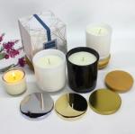 Popular Frosted White Glass Candle Jar With Wooden Lid Customized Glass Candle