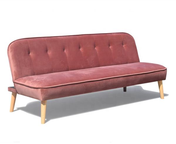 Buy cheap Crushed Velvet Foldable Sofa Bed Dusty Rose Fabric Cover With Wood Leg from wholesalers