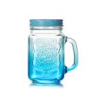 ODM Coloured Glass Coffee Cups 16 Oz Mason Jar Straw Lid Wide Mouth