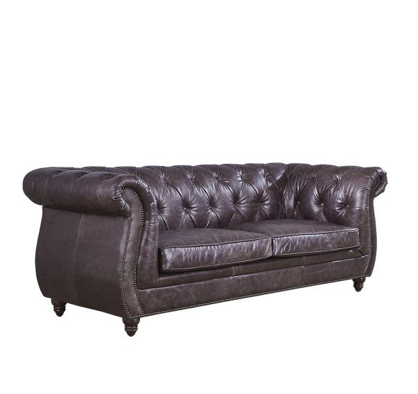 Buy cheap Vintage Double Color Three Seater Leather Sofa Durable Linen Full Hand Work Craft from wholesalers