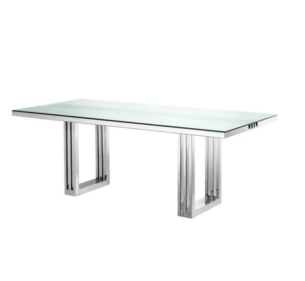 Buy cheap Modern design stainless steel tempered glass top 8 peoples dinig table for home wedding from wholesalers